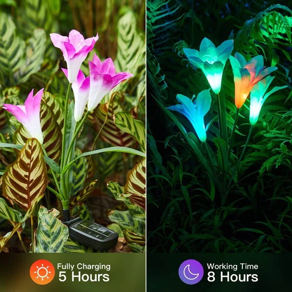 Solar Lily Garden Stick Lights | Lighting | warm white | steel | Premium Lighting Solution