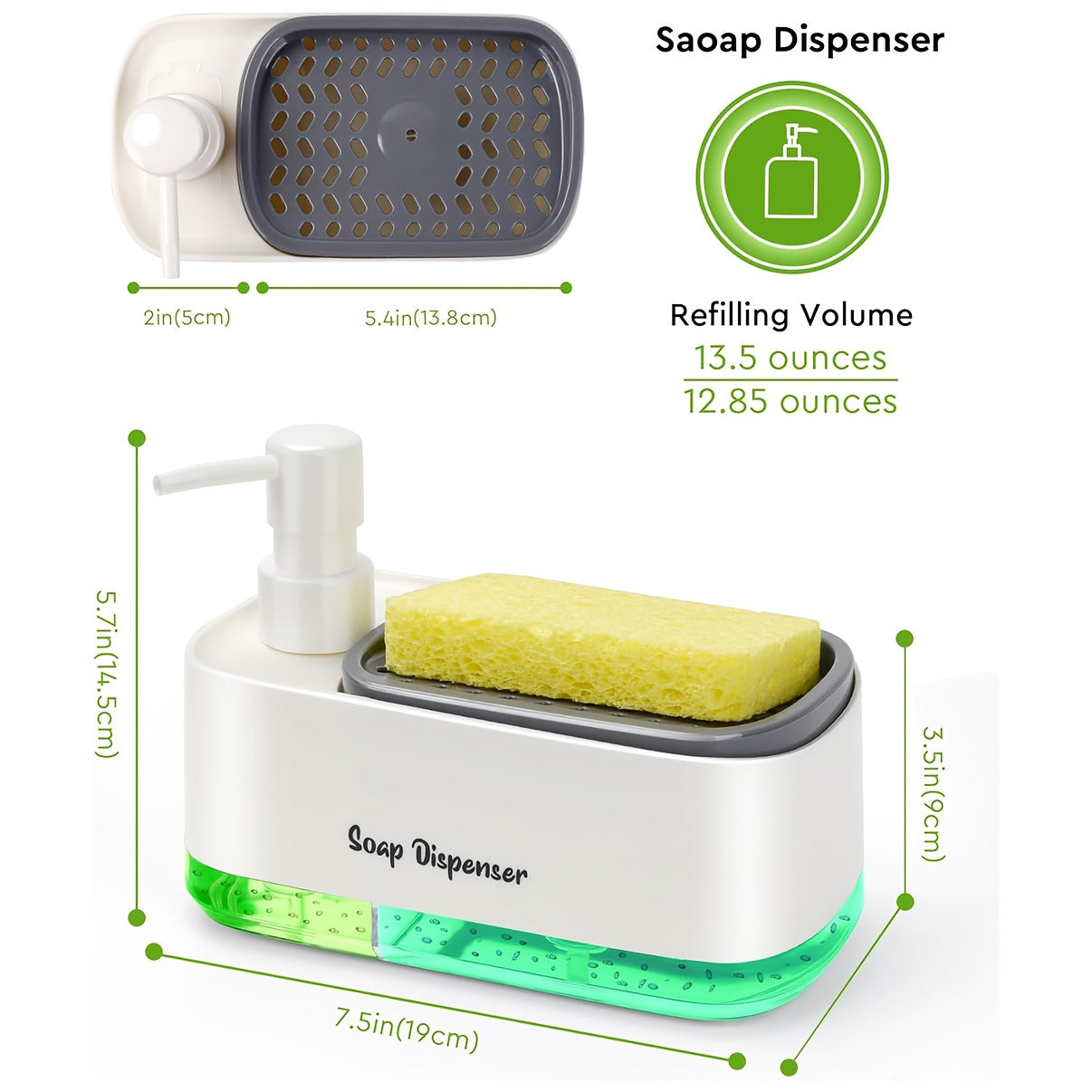 LatherLink 2-in-1 dispenser for liquid soap | Dispenser | Plastic | Functional Home Appliance