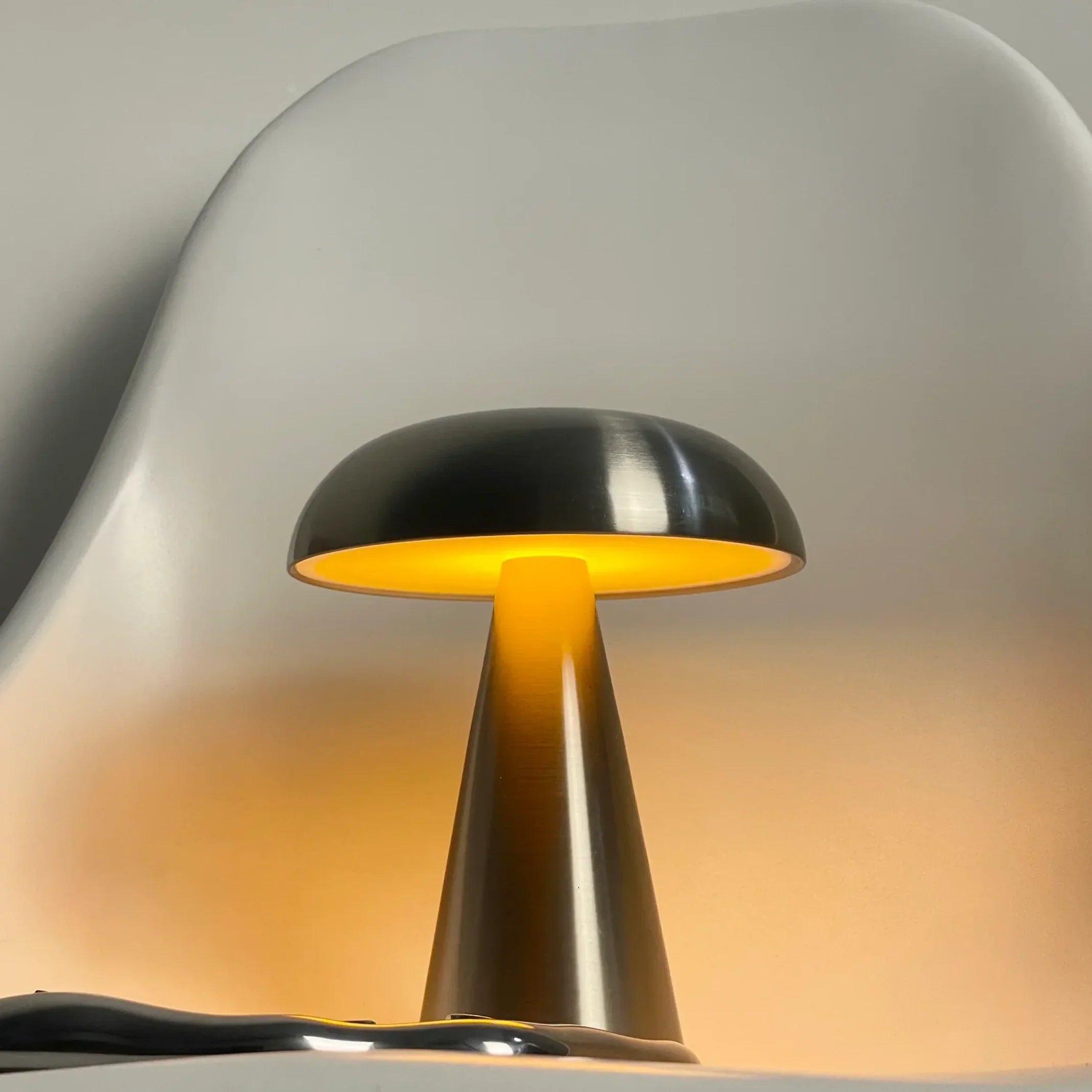 Vintage Silver Mushroom Table Lamp | Table Lamp | LED | metal | Sleek Table Accent