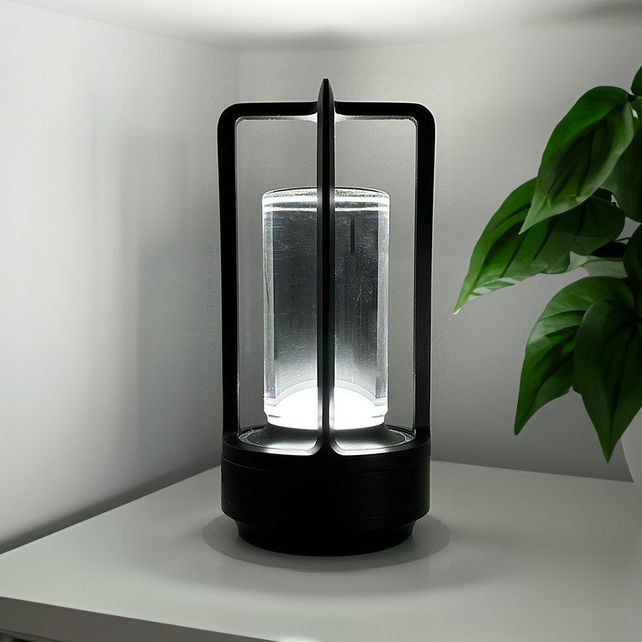 Lantrix Vintage Lantern Lamp Wireless | Table Lamp | LED | glass/Metal/Aluminum | Sleek Table Accent