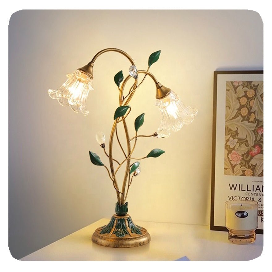 FleurLight™ French Flowers Table Lamp | Table Lamp | Metal/Glass | Sleek Table Accent