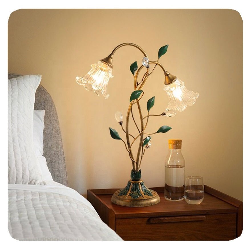 FleurLight™ French Flowers Table Lamp | Table Lamp | Metal/Glass | Sleek Table Accent