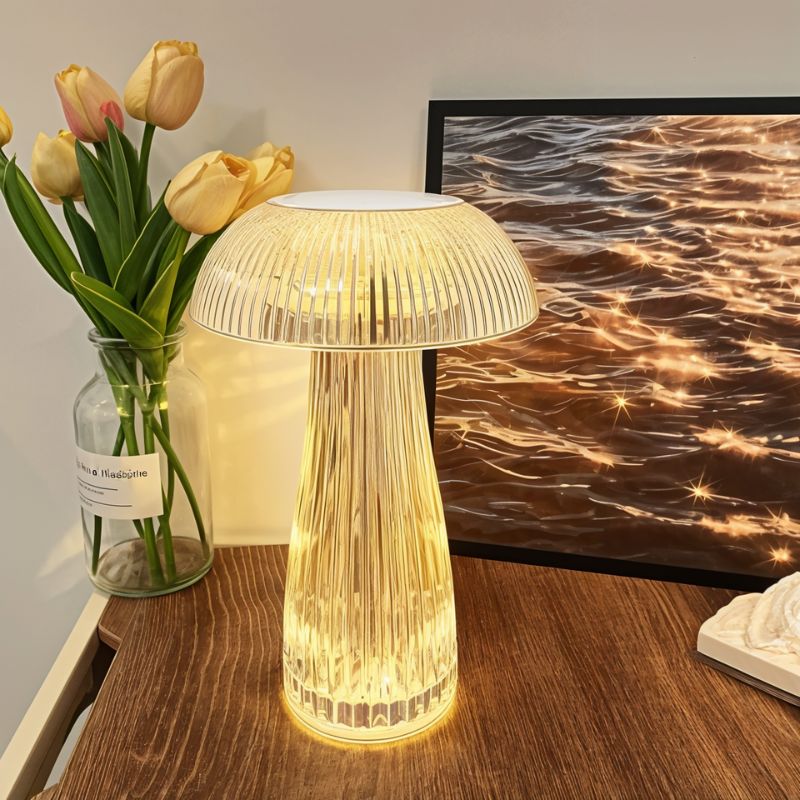 Noryth Ribbed Glass Table Lamp | Table Lamp | LED | glass | Sleek Table Accent