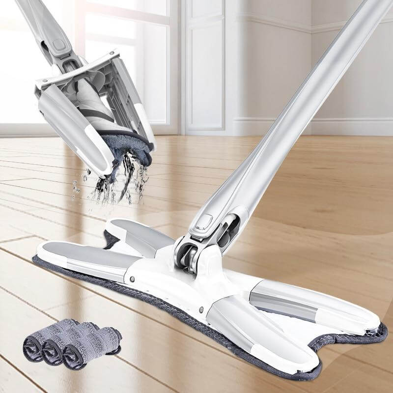 SwiftMop | 360° roterende dweilmop, eenvoudige handmatige zwenkmop voor nat en droog reinigen, duurzaam en compact ontwerp