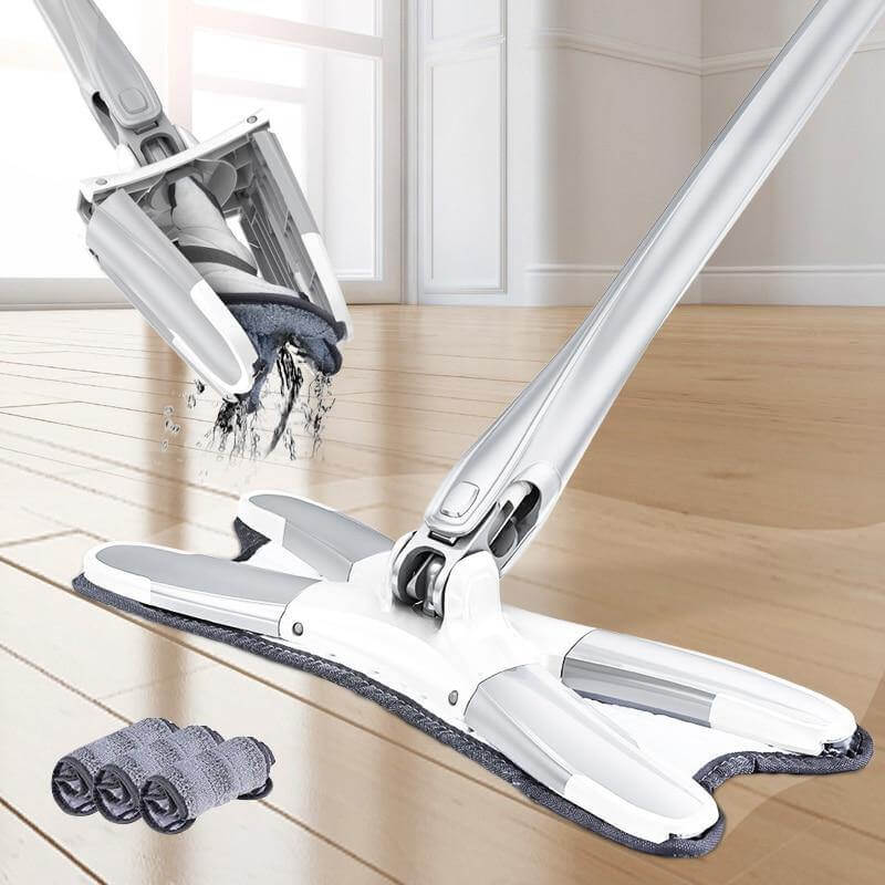 SwiftMop | 360° roterende dweilmop, eenvoudige handmatige zwenkmop voor nat en droog reinigen, duurzaam en compact ontwerp