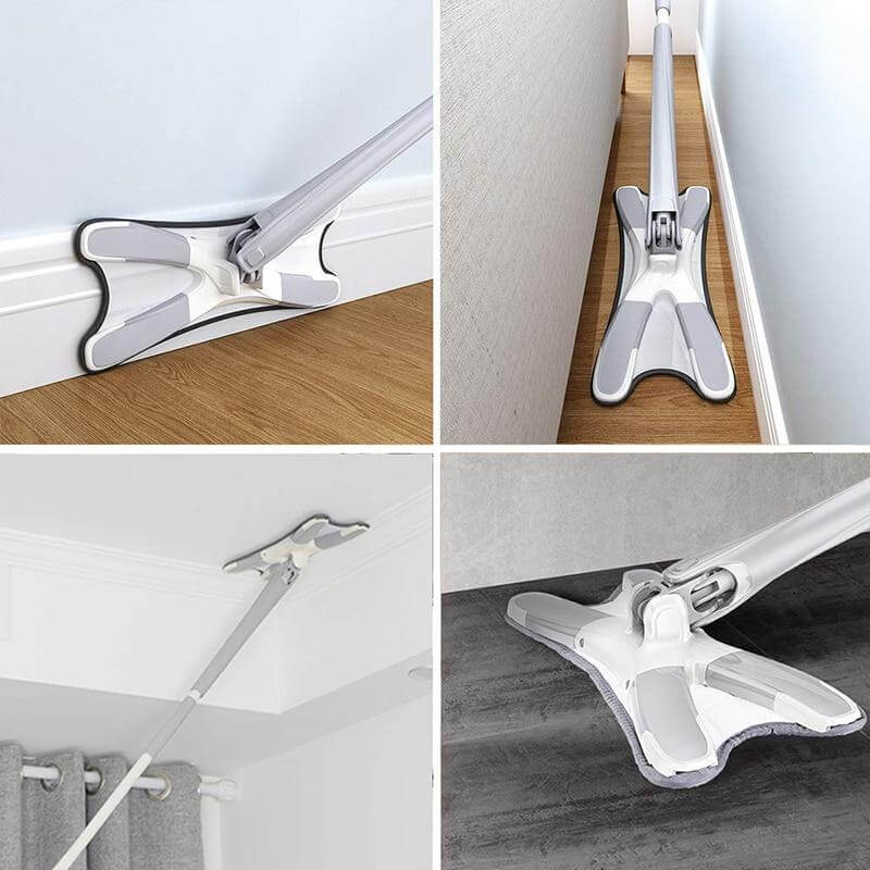 SwiftMop | 360° roterende dweilmop, eenvoudige handmatige zwenkmop voor nat en droog reinigen, duurzaam en compact ontwerp