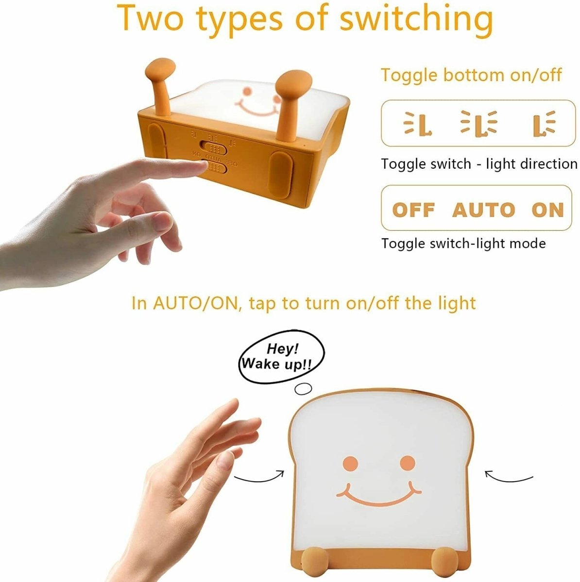 BrioToast Cute Toast Night Light, | Lighting | LED | 4000K | Silicone | Premium Lighting Solution