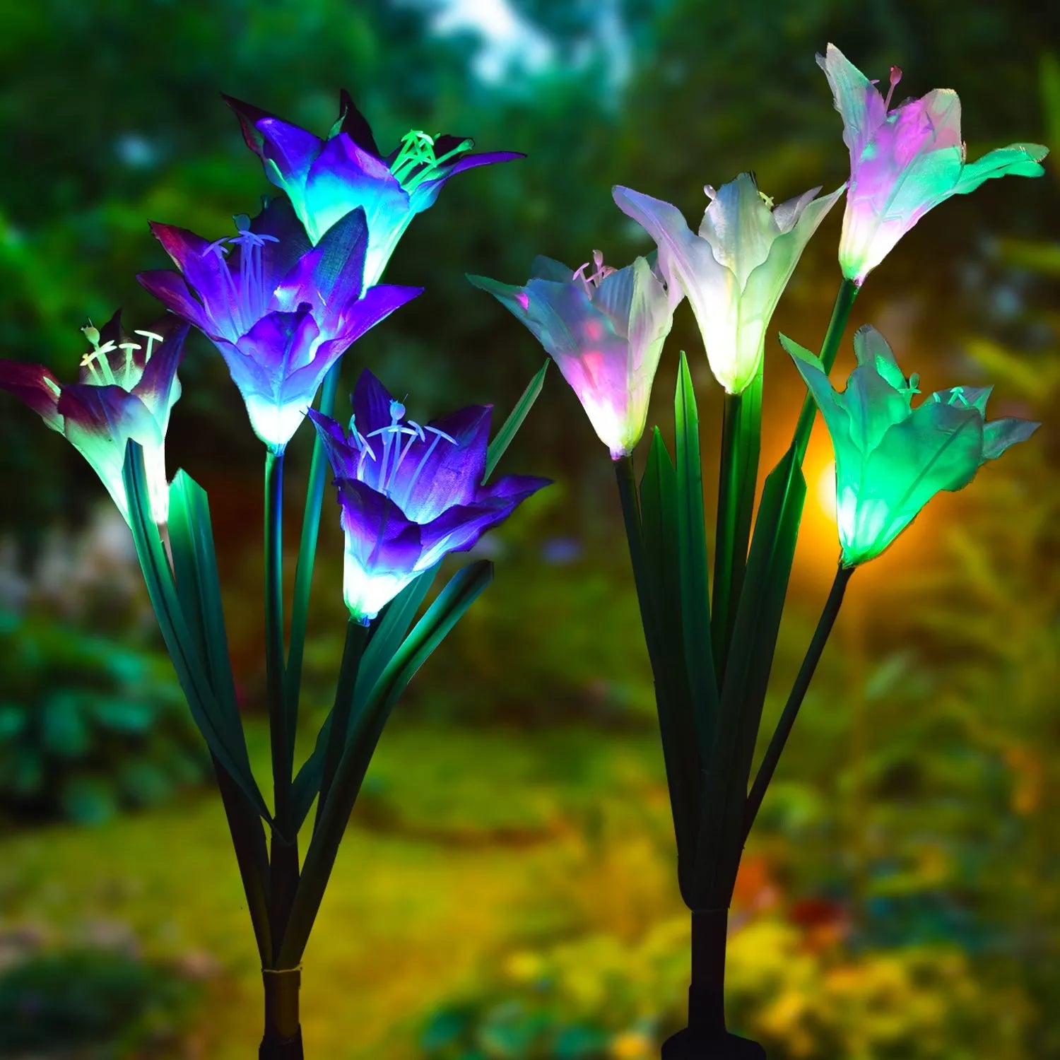Solar Lily Garden Stick Lights | Lighting | warm white | steel | Premium Lighting Solution