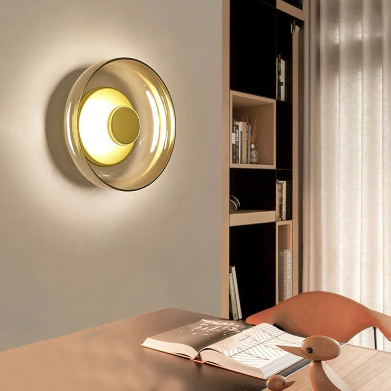 Glass Bowl Bedroom Bedside Lamp | Wall Lamp | Glass/Iron | 110V-120V | Elegant Wall Illumination