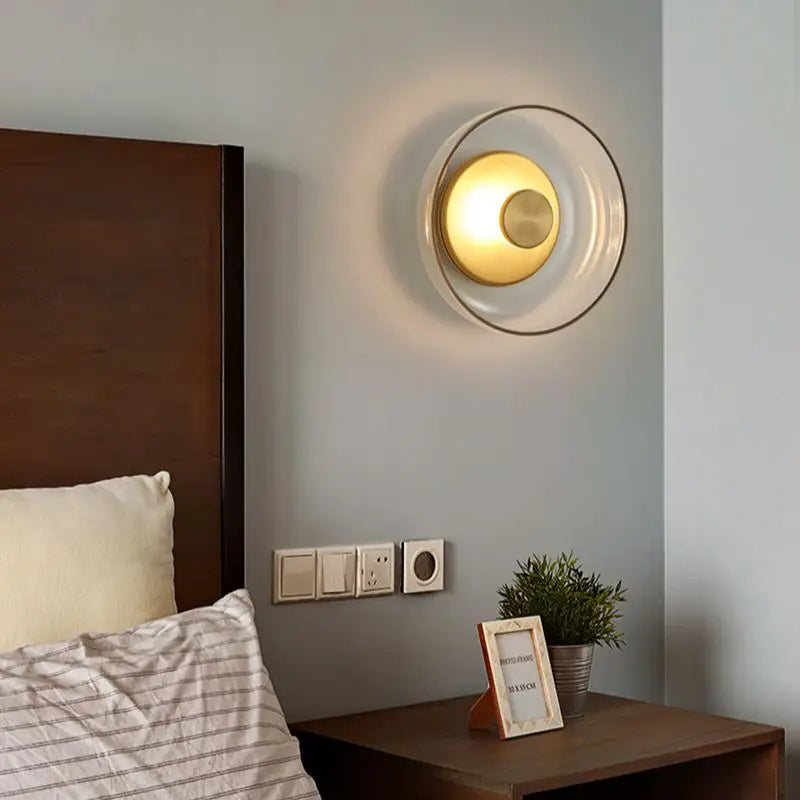 Glass Bowl Bedroom Bedside Lamp | Wall Lamp | Glass/Iron | 110V-120V | Elegant Wall Illumination