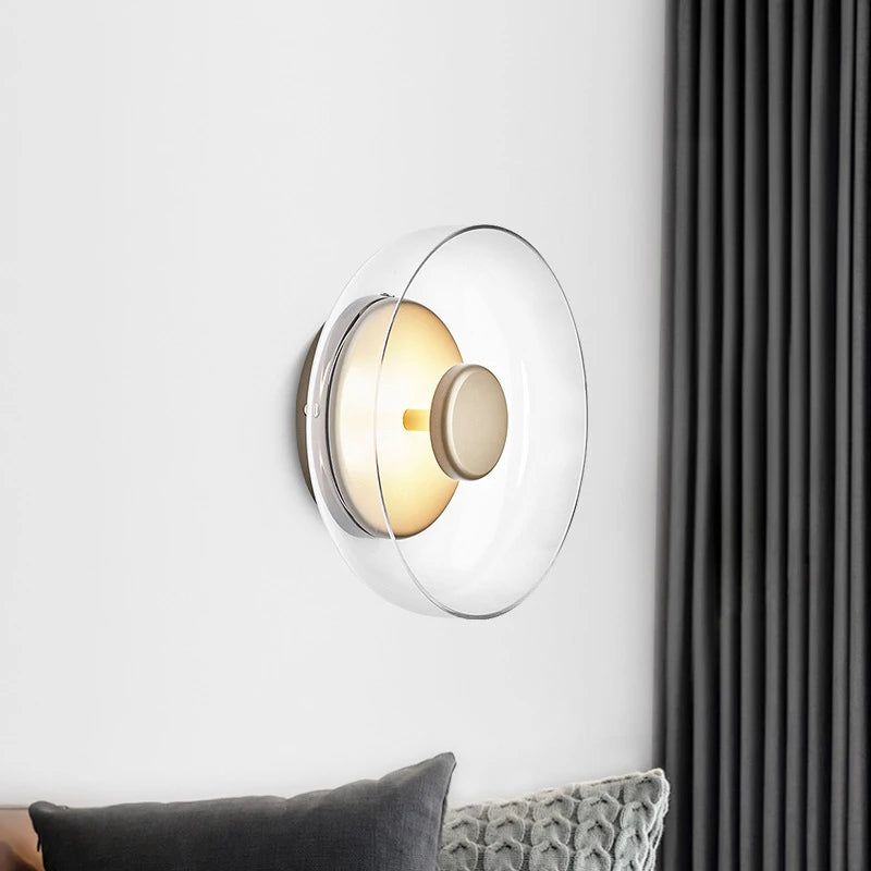 Glass Bowl Bedroom Bedside Lamp | Wall Lamp | Glass/Iron | 110V-120V | Elegant Wall Illumination