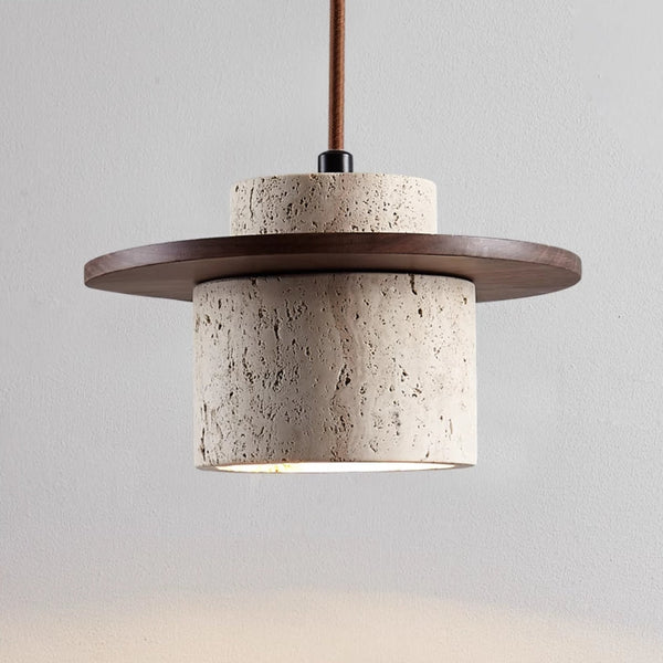AetherGlow Travertine Pendant Lamp | Lighting | LED | stone/wood | Premium Lighting Solution