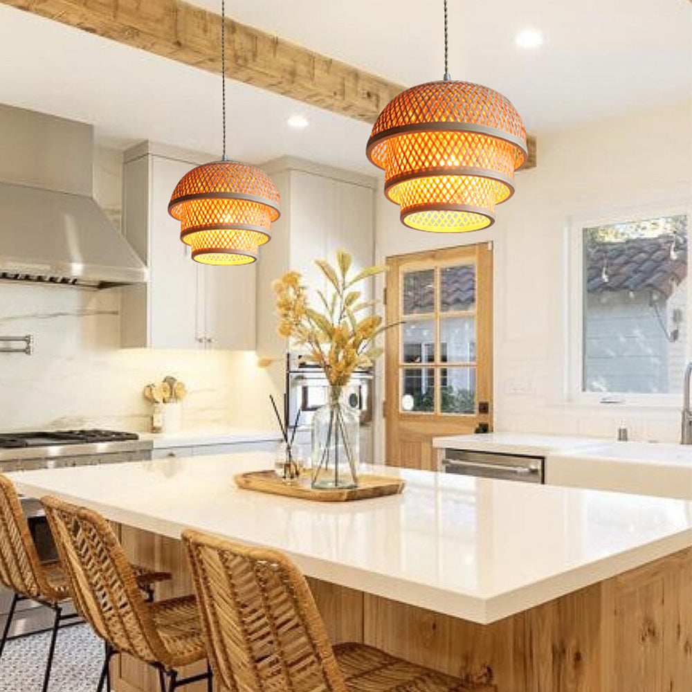 Handmade bamboo hanging lamp island | Lighting | LED | 40W | 110V-120V | Premium Lighting Solution