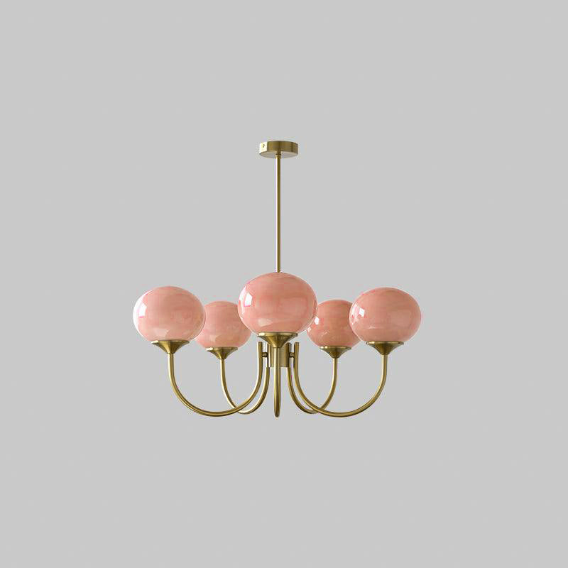Bubble Pink Glass Marshmallow Chandelier | Ceiling Light | glass/metal | 110V-120V | Modern Ceiling Lighting