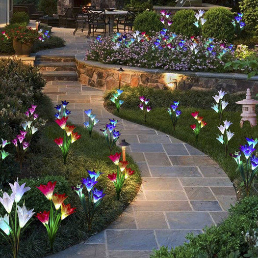 Solar Lily Garden Stick Lights | Lighting | warm white | steel | Premium Lighting Solution
