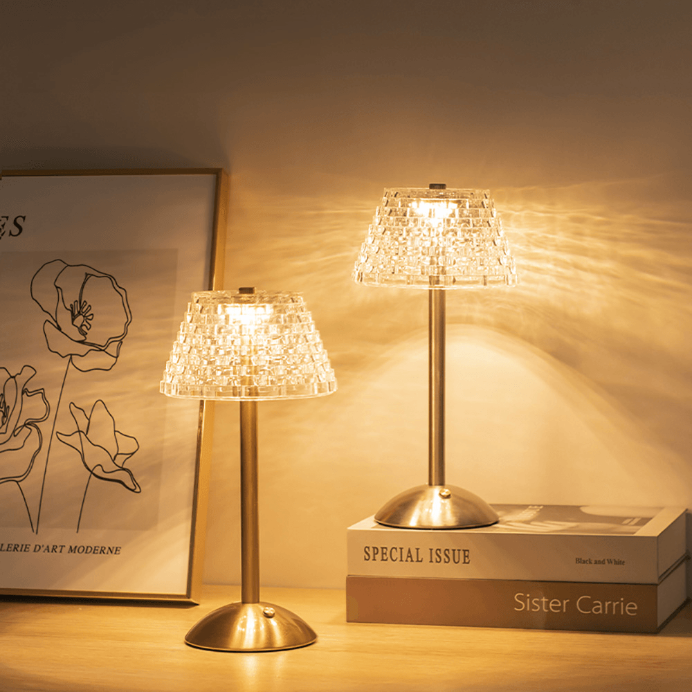 LumiFleur™ Unique Wireless Table Lamp | Table Lamp | LED | Warm White | crystal/Aluminum/acrylic/metal | Sleek Table Accent