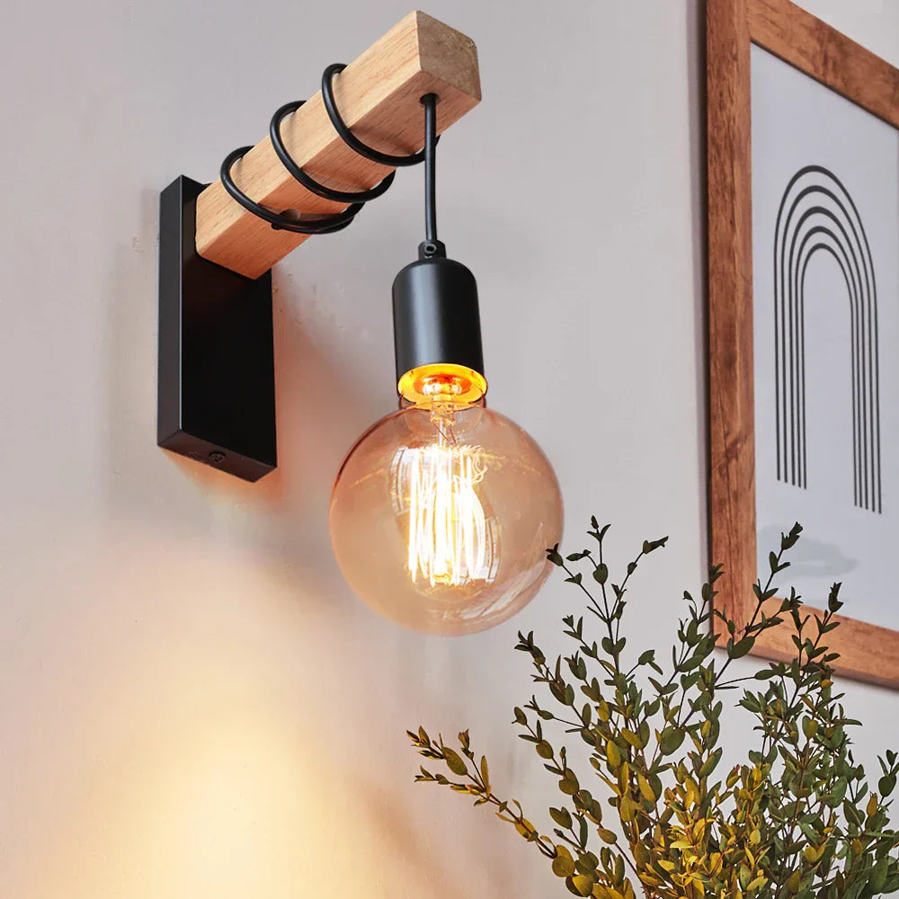 Metal Wooden Metal Wall Lamp | Wall Lamp | iron/metal/wood | 110V - 220V | Elegant Wall Illumination