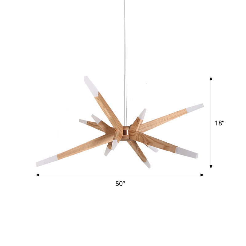 Starlite Contemporary Sputnik Wooden Chandelier | Ceiling Light | LED | wood | 39 watts | 110V-120V | Modern Ceiling Lighting