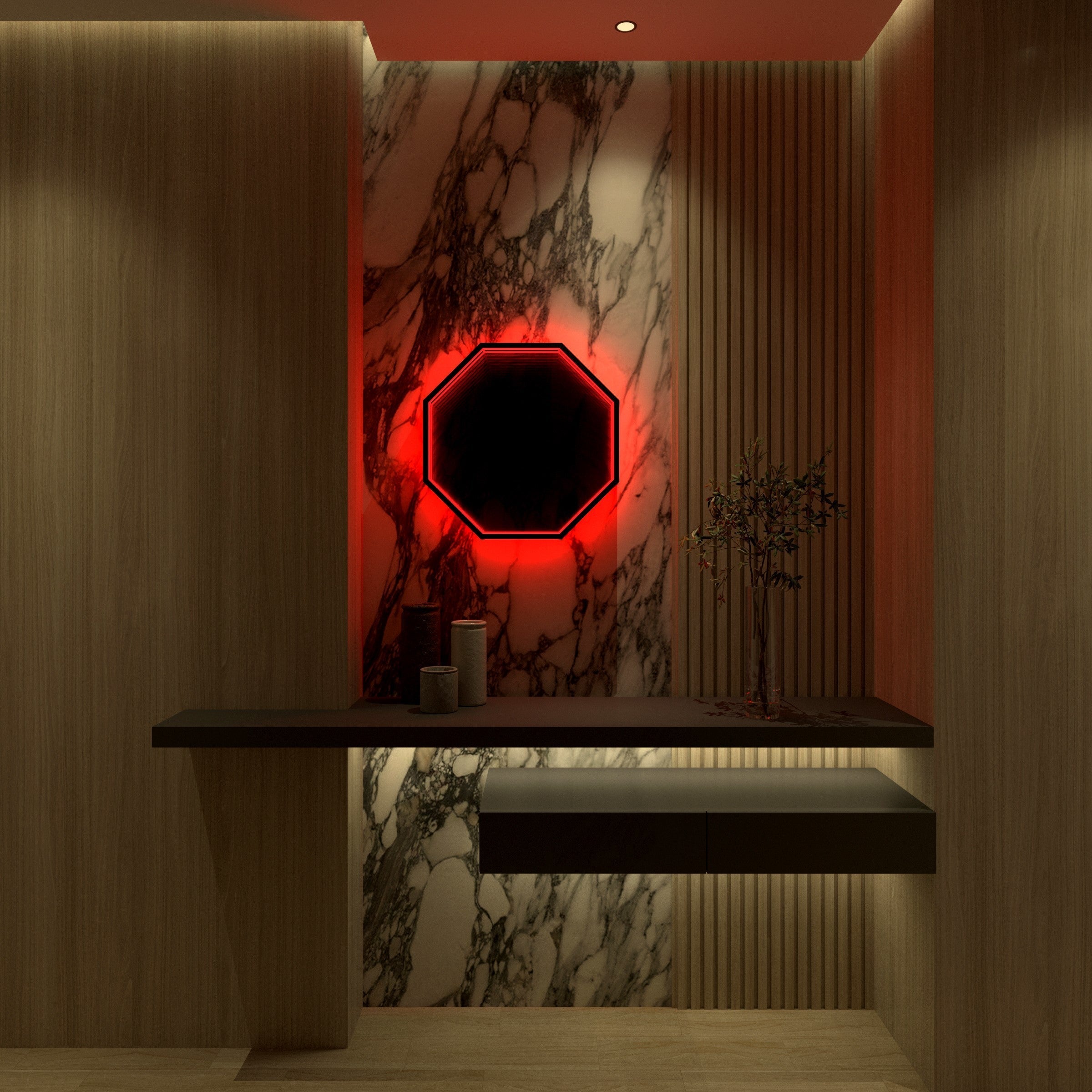 Octagon Infinity Mirror Wall Lamp | Wall Lamp | Led | glass/iron | 40W | Elegant Wall Illumination