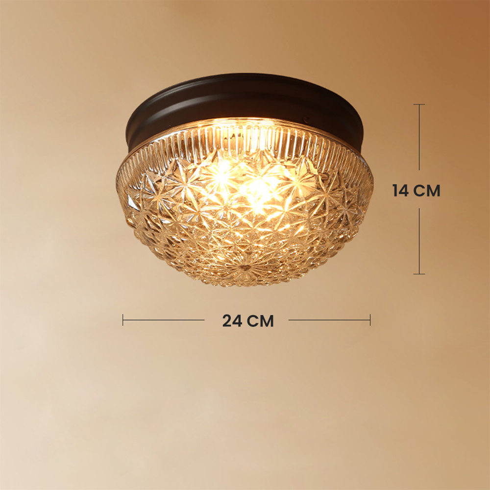 Clear Ribbed Glass Ceiling Lamp | Lighting | glass | 110V-120V | Premium Lighting Solution
