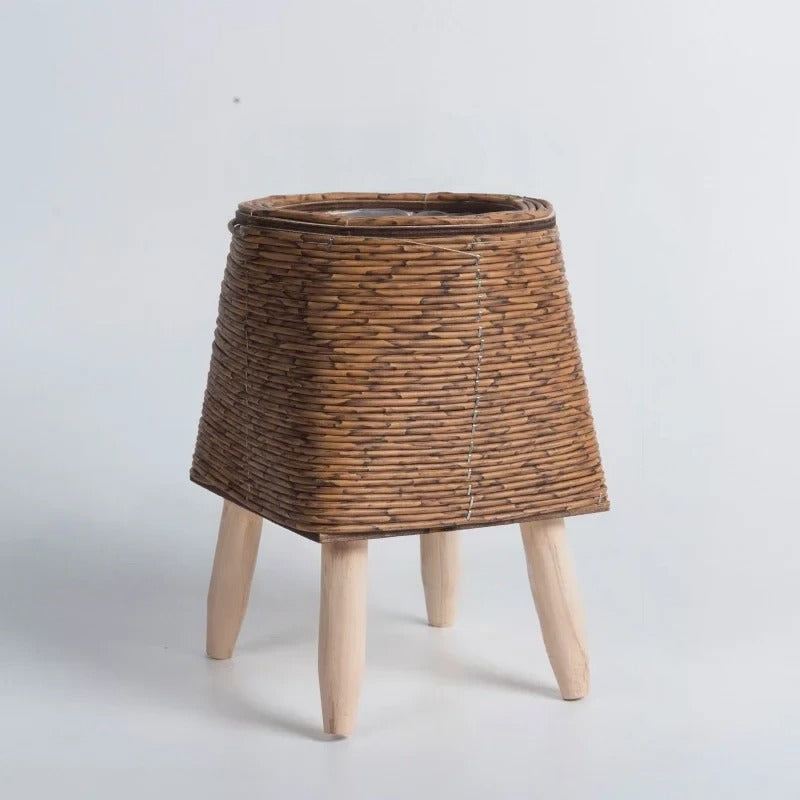 Vintage Wicker Plant Pot with Stitch | Decorative Item | straw | Elegant Home Decor