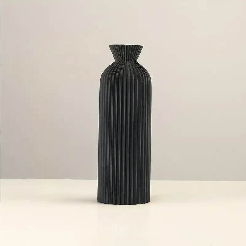Duo Texture Vases Set Modern Ribbed | Vase | plastic | Elegant Home Decor
