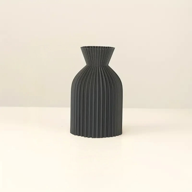 Dark Ribbed Vase Modern Tall Textured | Vase | plastic | Elegant Home Decor