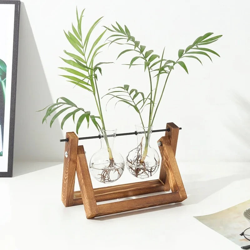 Sleek Plant Display Stand Modern Wooden | Vase | wood | Elegant Home Decor