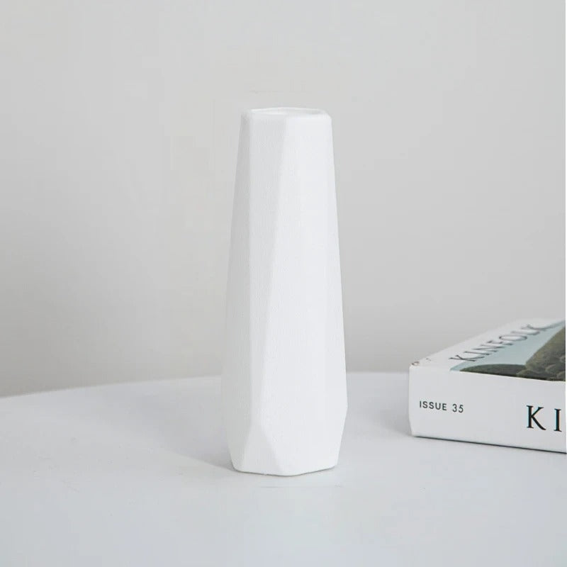 White Narrow Textured Vase Unique Narrow | Vase | plastic | Elegant Home Decor