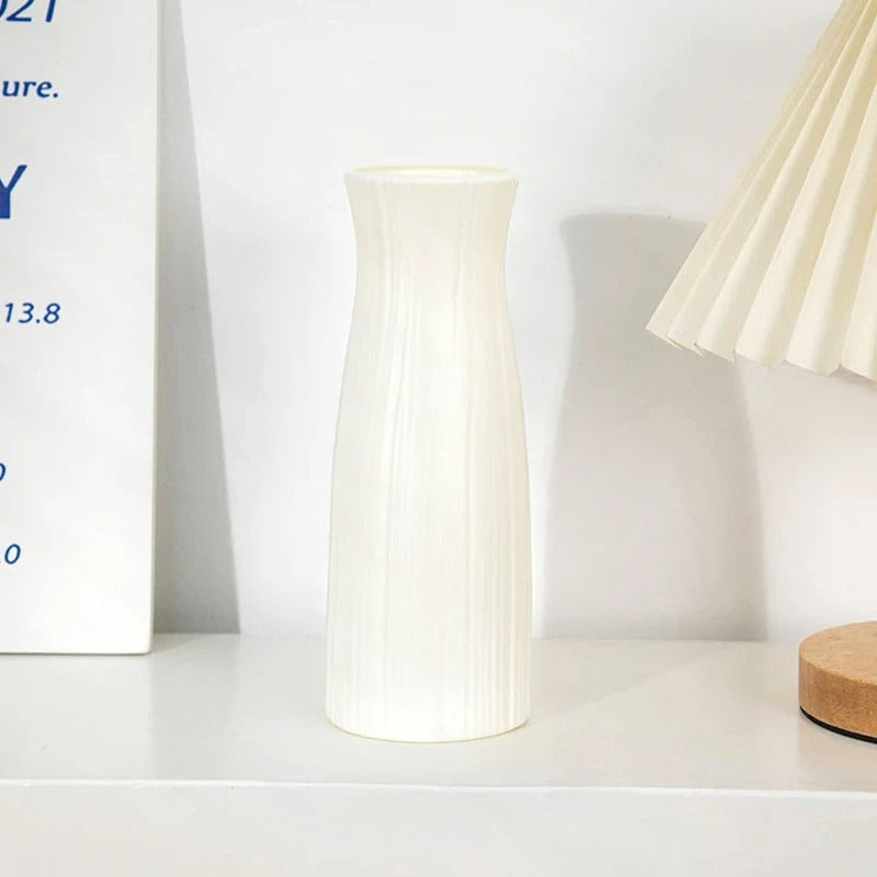 Tall White Fluted Vase Fluted Design | Vase | plastic | Elegant Home Decor
