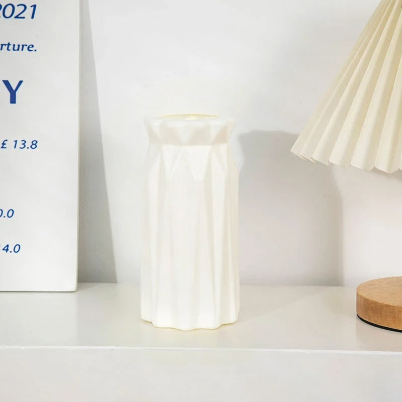 White Textured Tall Vase Sculpted Textured | Vase | plastic | Elegant Home Decor