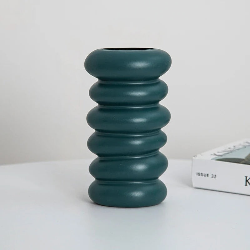 Dark Green Bulbous Vase Unique Bulbous | Vase | plastic | Elegant Home Decor