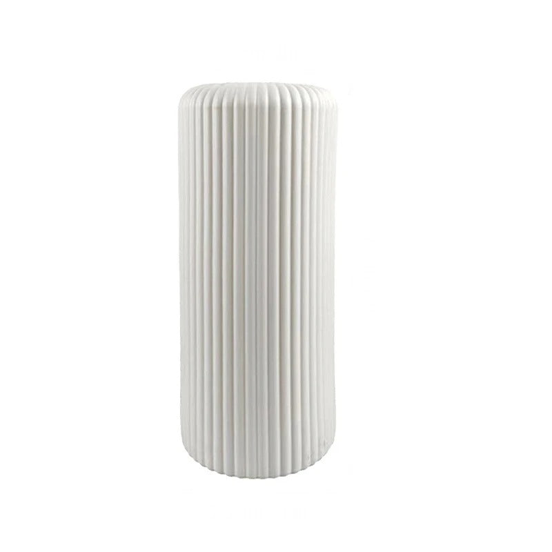 White Column Vase Classic Vertical Lines | Vase | plastic | Elegant Home Decor