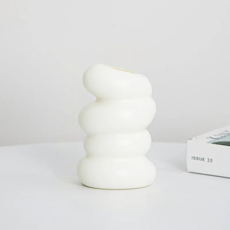 Sculptural White Vase Organic Curves and | Vase | plastic | Elegant Home Decor