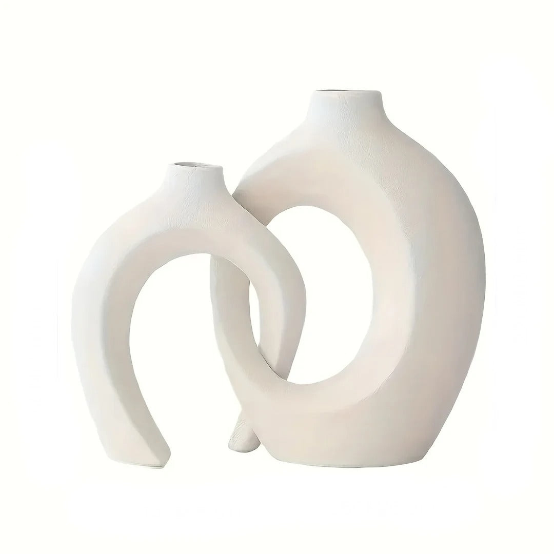 Twin Loop Handle Vase Set Abstract | Vase | Elegant Home Decor