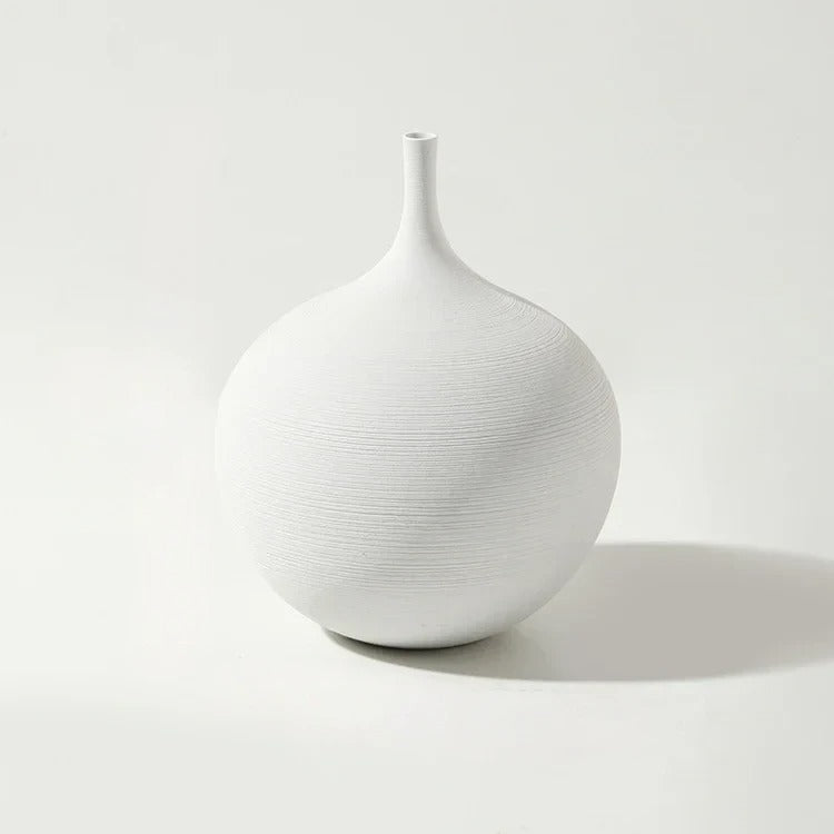 Globe Silhouette Round Ceramic Vase Textured | Vase | ceramic | Elegant Home Decor