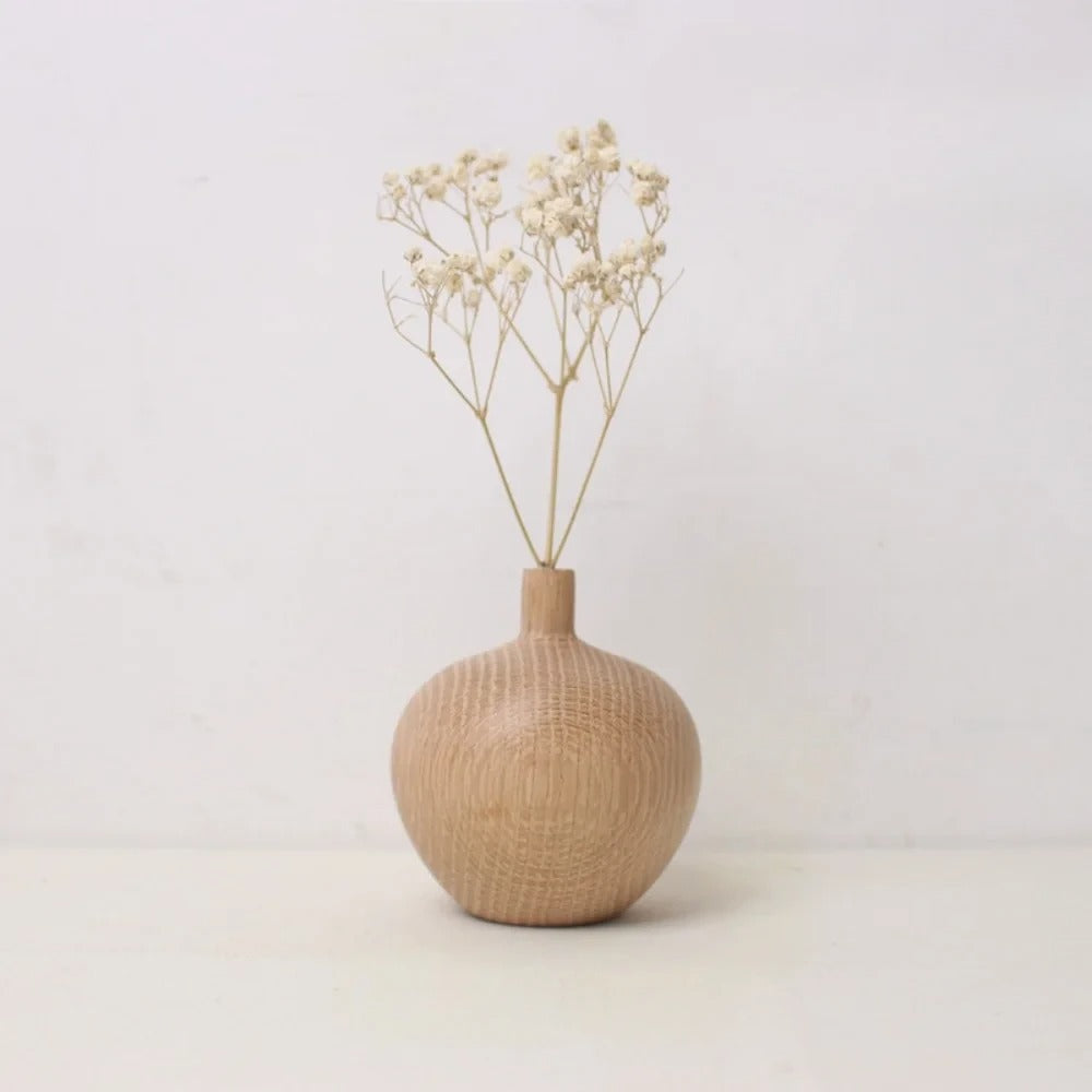Rounded Oak Vase Bulbous Wooden Vase | Vase | Elegant Home Decor
