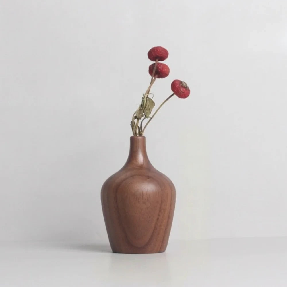 Red Berry Wooden Vase Miniature Wood | Vase | wood | Elegant Home Decor