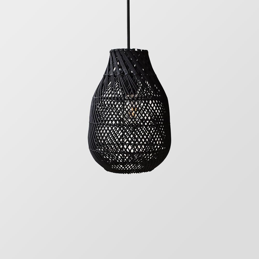Classic Farmhouse Black Wicker Handwoven | Lighting | 60W | 110V-120V | Premium Lighting Solution