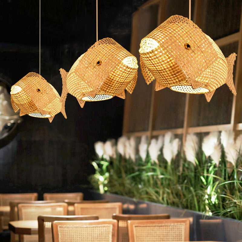 BambooFish Asian Style Hanging Lamp | Lighting | LED | rattan/wood | Premium Lighting Solution