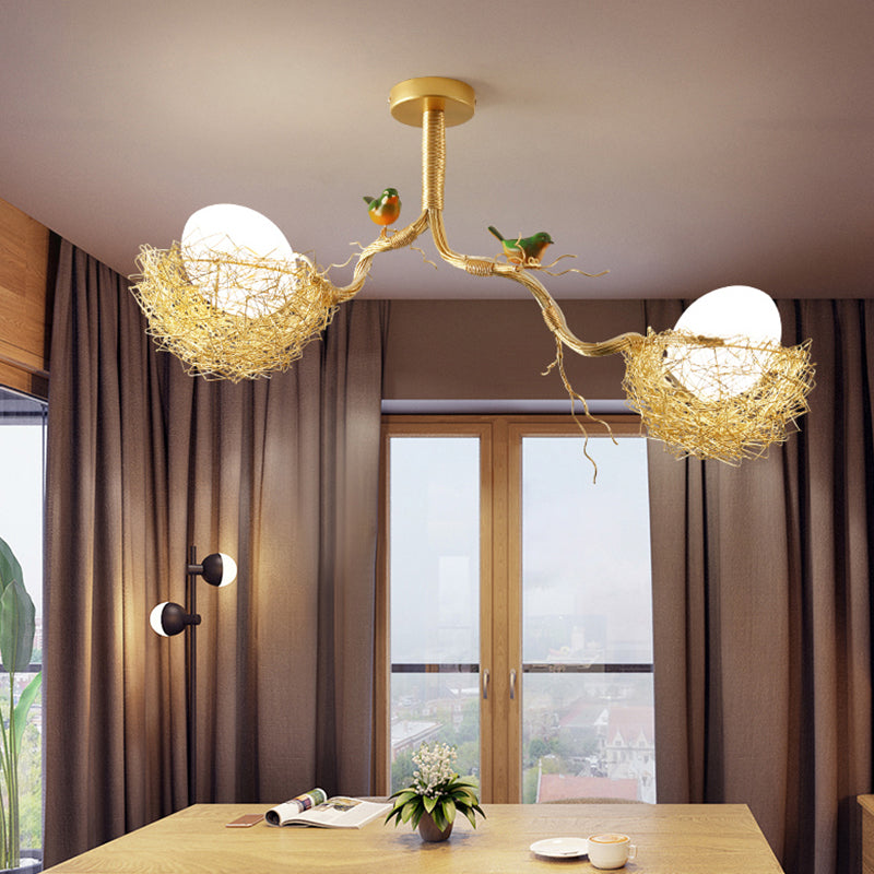 Gold Hanging Lamp Milky | Lighting | LED | glass/metal | Premium Lighting Solution