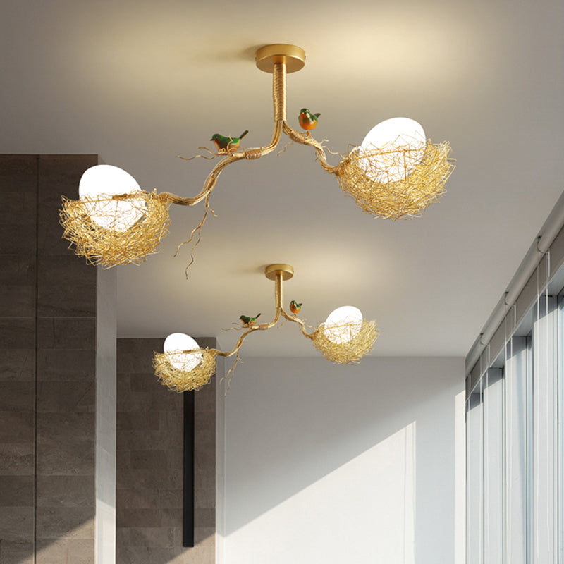Gold Hanging Lamp Milky | Lighting | LED | glass/metal | Premium Lighting Solution
