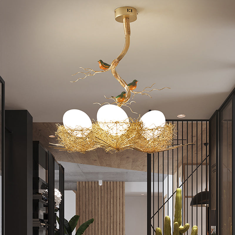 Gold Hanging Lamp Milky | Lighting | LED | glass/metal | Premium Lighting Solution