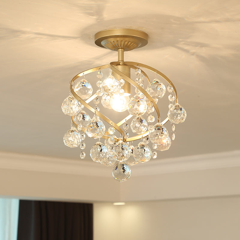 Crystal Ball Spiral Semi-Flush Ceiling | Lighting | LED | brass | Premium Lighting Solution