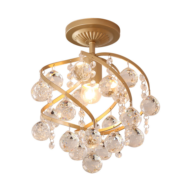 Crystal Ball Spiral Semi-Flush Ceiling | Lighting | LED | brass | Premium Lighting Solution