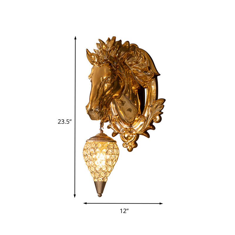 Brass Horse Sconce Vintage Wall | Wall Lamp | 110V - 120V - 20V - 220V - 240V | Elegant Wall Illumination