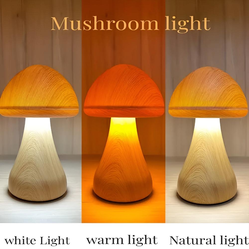 Shadrood Wooden Mushroom Lamp, Minimalist | Lighting | LED | plastic/Wood | 5W | Premium Lighting Solution