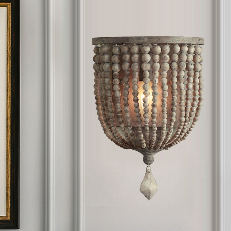 Rustic Beaded Lamp Wooden Wall | Wall Lamp | LED | Wood | Elegant Wall Illumination