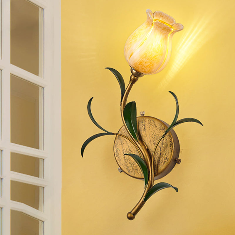 TulipGlow Rustic Brass Wall Lamp | Wall Lamp | glass | 110V - 120V - 220V - 240V | Elegant Wall Illumination
