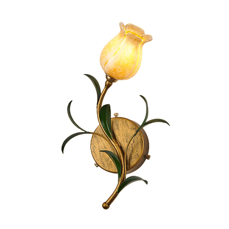 TulipGlow Rustic Brass Wall Lamp | Wall Lamp | glass | 110V - 120V - 220V - 240V | Elegant Wall Illumination